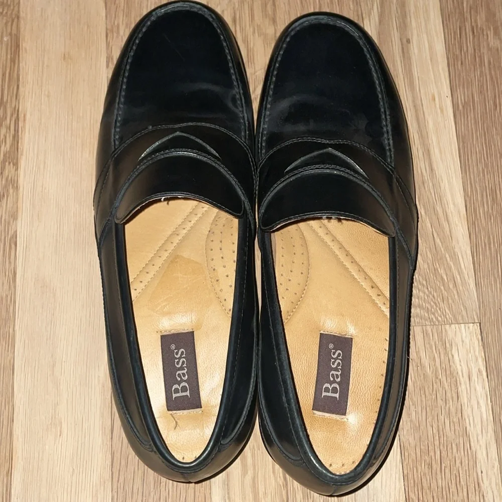 Bass‎ Flex Merger Black Leather Penny Loafers.  Size 9.